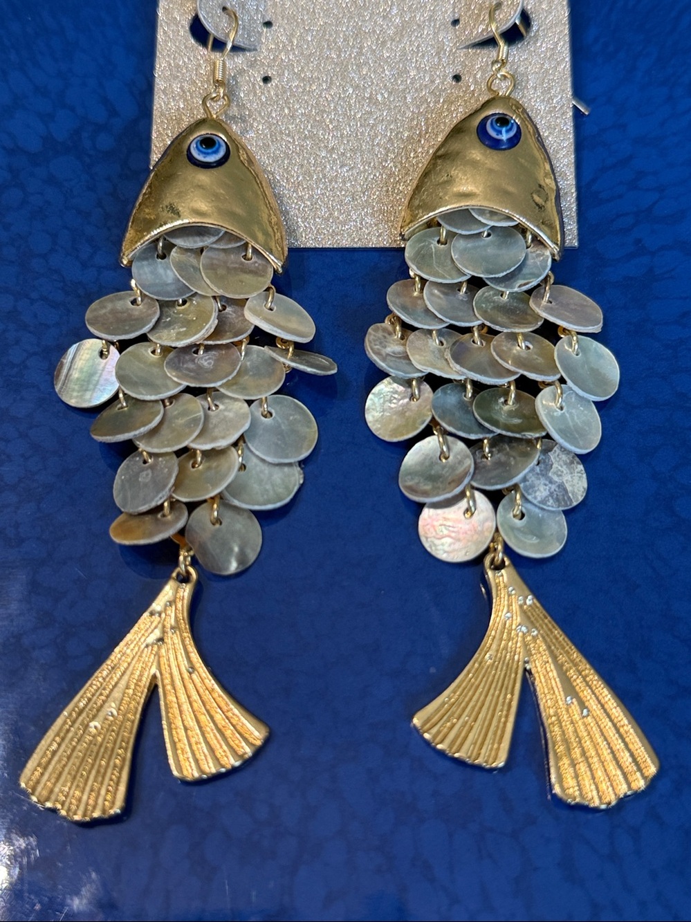 New Natasha Accessories
Scaly Fish Statement Drop Earrings - Picture 7 of 9